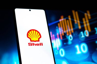 West Bangal, India - April 20, 2022 : Shell plc on phone screen stock image.