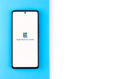 West Bangal, India - April 20, 2022 : Royal Bank of Canada on phone screen stock image.