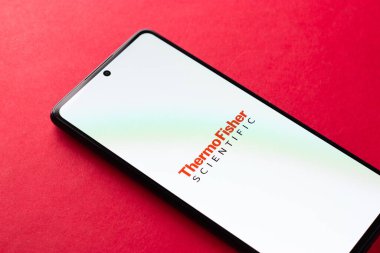 West Bangal, India - April 20, 2022 : Thermo Fisher Scientific on phone screen stock image.