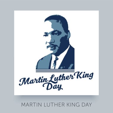 Martin Luther King Günü. Pankart, reklam, poster, kart, el ilanı, web, sosyal medya ağları için vektör harf tasarımı.