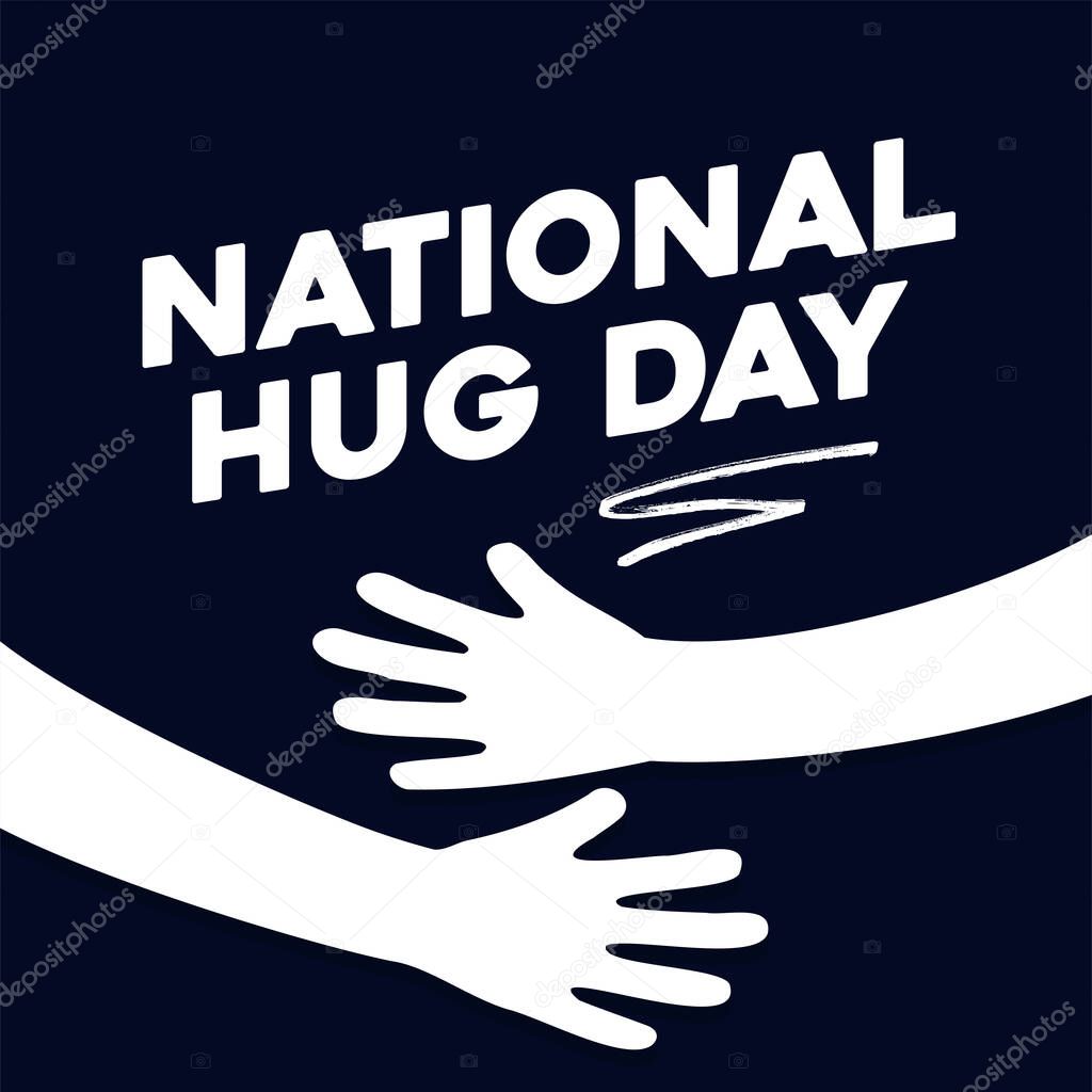 National Hug Day illustration. Vector lettering inscription text. Holiday concept calligraphic design template.