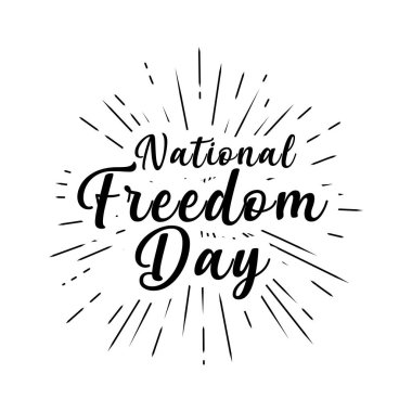 Ulusal Özgürlük Günü illüstrasyonu. Kaligrafik harf dizaynı. Vektör etiketi şablonu. 1 Şubat.