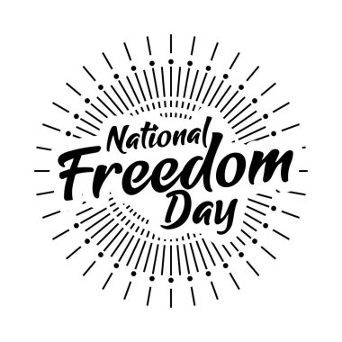 Ulusal Özgürlük Günü illüstrasyonu. Kaligrafik harf dizaynı. Vektör etiketi şablonu. 1 Şubat.