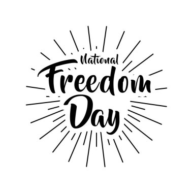 Ulusal Özgürlük Günü illüstrasyonu. Kaligrafik harf dizaynı. Vektör etiketi şablonu. 1 Şubat.