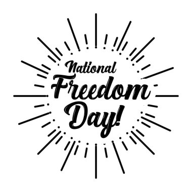 Ulusal Özgürlük Günü illüstrasyonu. Kaligrafik harf dizaynı. Vektör etiketi şablonu. 1 Şubat.