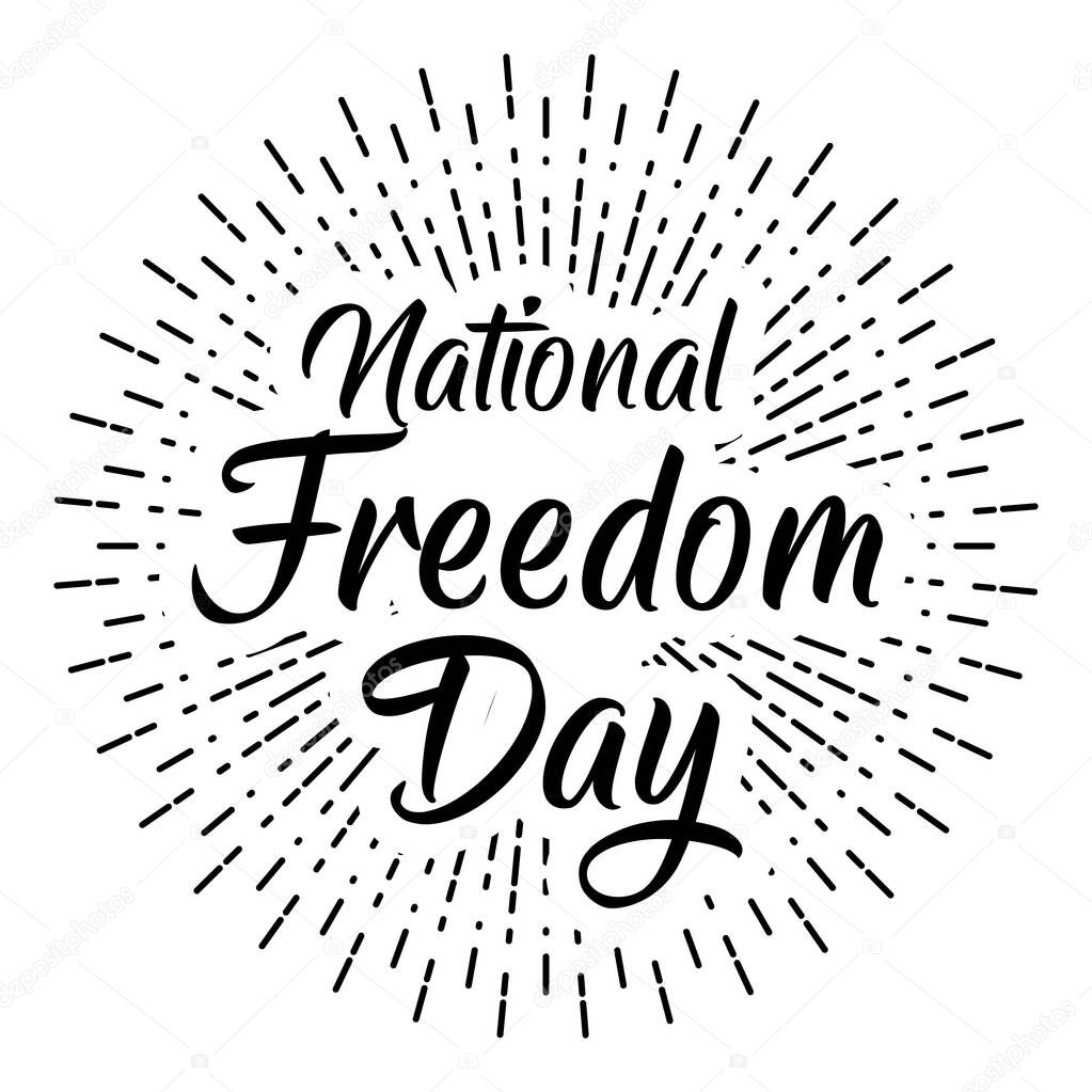 National Freedom Day illustration. Calligraphic lettering design. Vector label template. February 1.