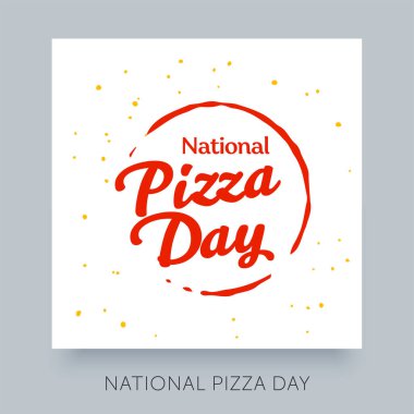 Ulusal Pizza Günü. 9 Şubat Tatili. Vektör tasarım şablonu. Tatil tasarımı için mektup metni.