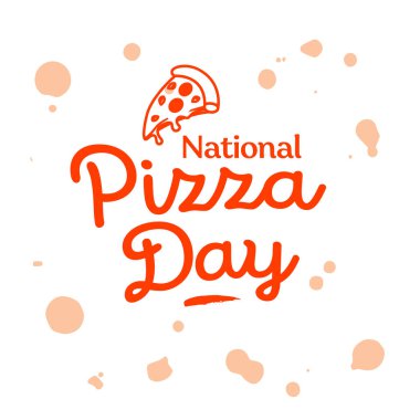 Ulusal Pizza Günü. 9 Şubat Tatili. Vektör tasarım şablonu. Tatil tasarımı için mektup metni.