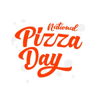 Ulusal Pizza Günü. 9 Şubat Tatili. Vektör tasarım şablonu. Tatil tasarımı için mektup metni.