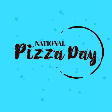 Ulusal Pizza Günü. 9 Şubat Tatili. Vektör tasarım şablonu. Tatil tasarımı için mektup metni.