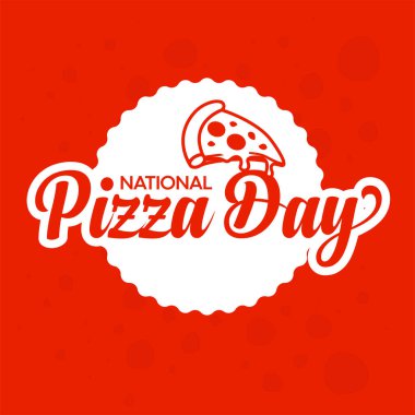 Ulusal Pizza Günü. 9 Şubat Tatili. Vektör tasarım şablonu. Tatil tasarımı için mektup metni.