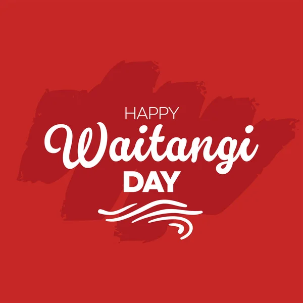 Yeni Zelanda 'nın Waitangi günü kutlu olsun. 6 Şubat. El yazısı etiketi konsepti. Vektör illüstrasyonu Mutlu Yeni Zelanda Günü şablonu. Tatil arkaplanı, poster, afiş, tebrik kartı vs. için kaligrafik tasarım.