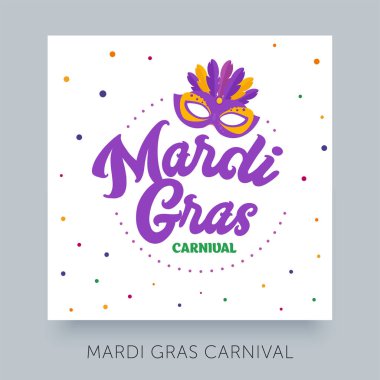 Mardi Gras etiket tasarımı. Tatil posteri ya da pankart şablonu. Mardi Gras vektör ögesi.