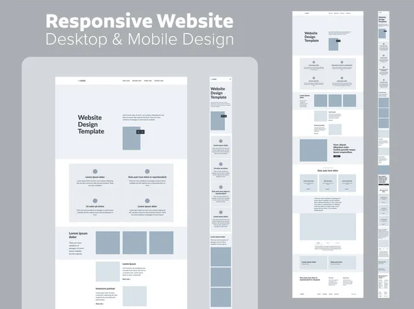 Design Webseite Desktop Und Mobiler Wireframe Landing Page Template Ressourcen — Stockvektor