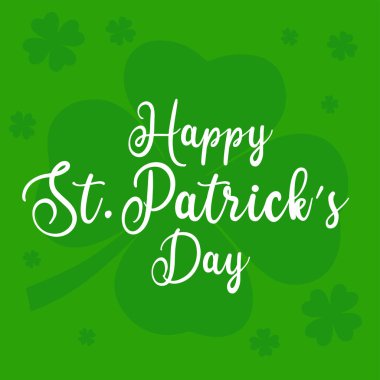 Mutlu Aziz Patrick Günleri tasarım konsepti. El yazısı tipografi vektör çizimi tasarımı. Aziz Patrick leprikonunun şapkası ve yonca logosu şablonu.