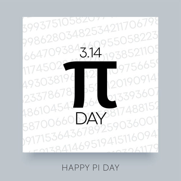 Международный день Пи. 14 марта, математическое постоянное число. Иррациональное число, греческая буква, знак Пи 3,14. Цифровая иллюстрация творческого искушения. Концепция счастливого дня Пи.