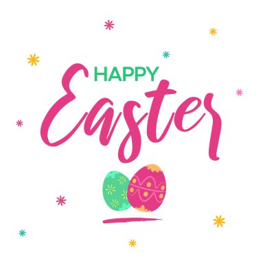 Mutlu Paskalyalar. Paskalya yumurtalarıyla dolu tebrik kartı şablonu. Typography ile moda tasarım. Modern minimal biçim.