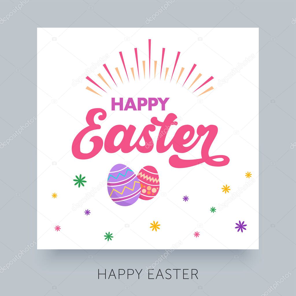 Happy Easter design template for greeting card.