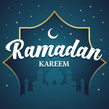 Mutlu Ramazan kutlamaları. Ay ve yıldızlar dekorasyon arka planı. Güzel bir davetiye tasarımı. İslam Kutsal Ramazan Mübarek Ayı.