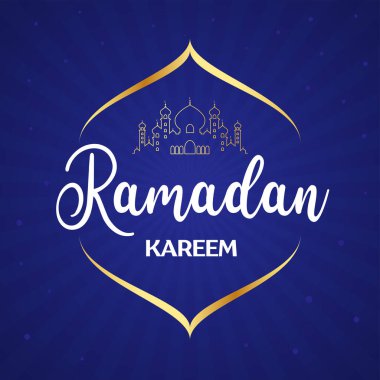 Ramazan Kareem. İslam bayramı davetiye tasarım şablonu. Ramazan Mübarek 'in sembolü. Arapça kaligrafi.