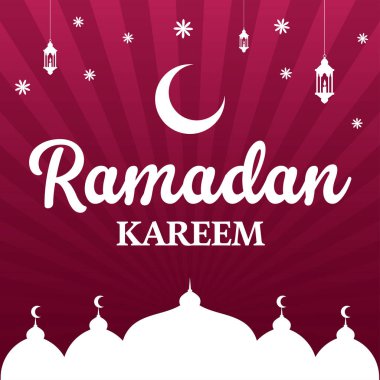 Ramazan Kareem. İslam bayramı davetiye tasarım şablonu. Ramazan Mübarek 'in sembolü. Arapça kaligrafi.