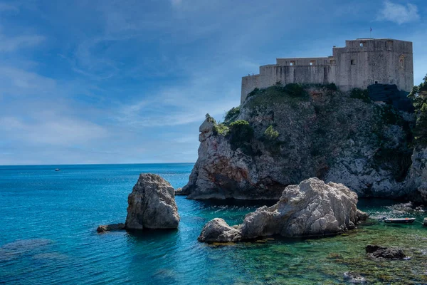 Tonos Coloridos Del Mar Adriático Durante Tarde Dubrovnik Croacia Fort — Foto de Stock