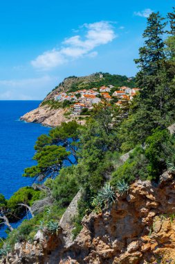 Scenic hillside view of neighborhood north of Old Town Dubrovnik viewed from the city park
