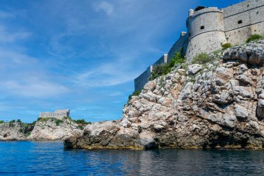 Kuak the guardian and protector sits atop one of the panels of Onofrios Fountain in Old Town Dubrovnik