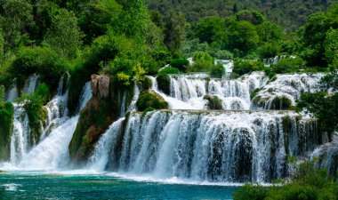 Central section of the main waterfall section at Krka National Park Croatia
