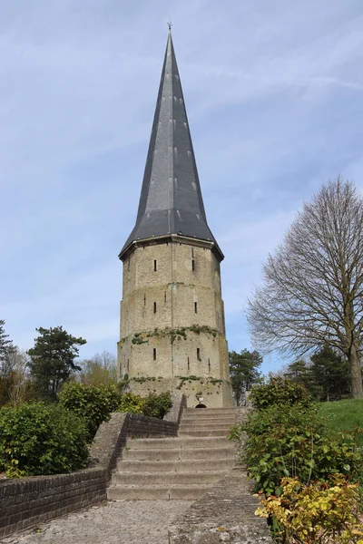 Kilátás Tour Pointue Egykori Bencés Apátság Szent Winnoc Bergues Nord — Stock Fotó