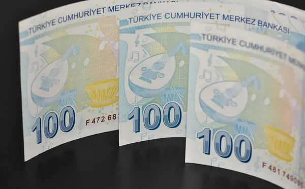 Outubro 2021 Izmir Turquia Fotos Lira Turca Sobre Fundo Preto — Fotografia de Stock