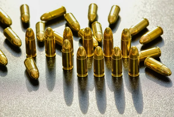 Photo Black Pistol Bullets Black Background — Stock Photo, Image