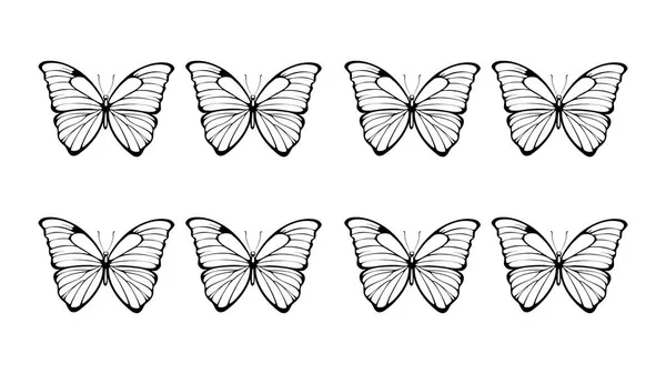 Kresby Motýlů Bílém Pozadí Ilustrace — Stock fotografie