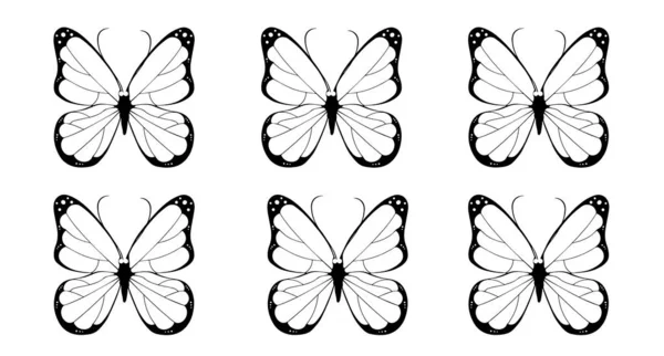 Dibujos Mariposas Sobre Fondo Blanco Ilustraciones —  Fotos de Stock