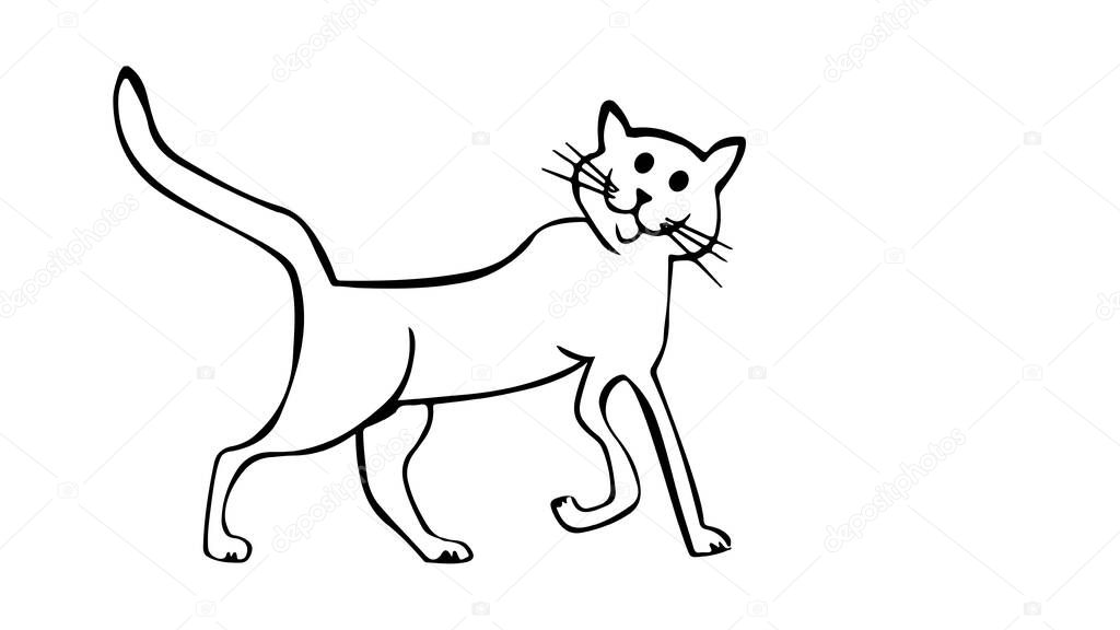 Drawings of cats on a white background. illustrations.