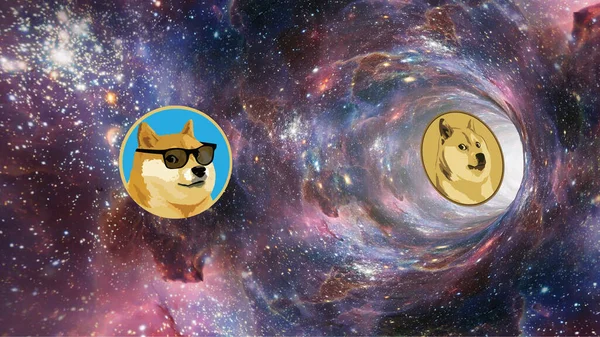 Bild Dogecoin Virtuell Valuta Logotyp Illustrationer — Stockfoto