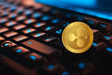 dalgalı madeni para sanal para birimi görüntüleri. 3d illüstrasyon.