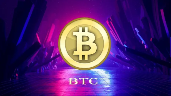 Obrazy Logo Bitcoina Cyfrowym Tle Ilustracje — Zdjęcie stockowe