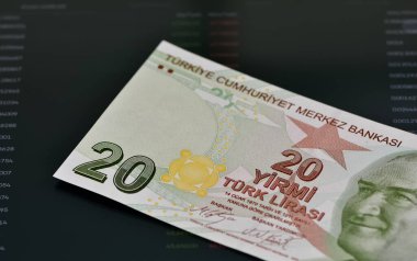 september 15, 2021. izmir, turkey. photos of turkish lira. visual for news purposes. clipart