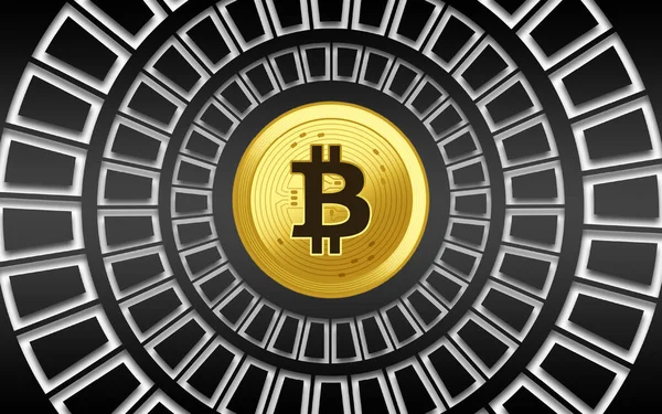 Geometrik Arka Planda Bitcoin Sanal Para Birimi Görüntüleri Illüstrasyon — Stok fotoğraf