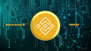 Binance sanal para birimi görüntüleri. 3d illüstrasyon.