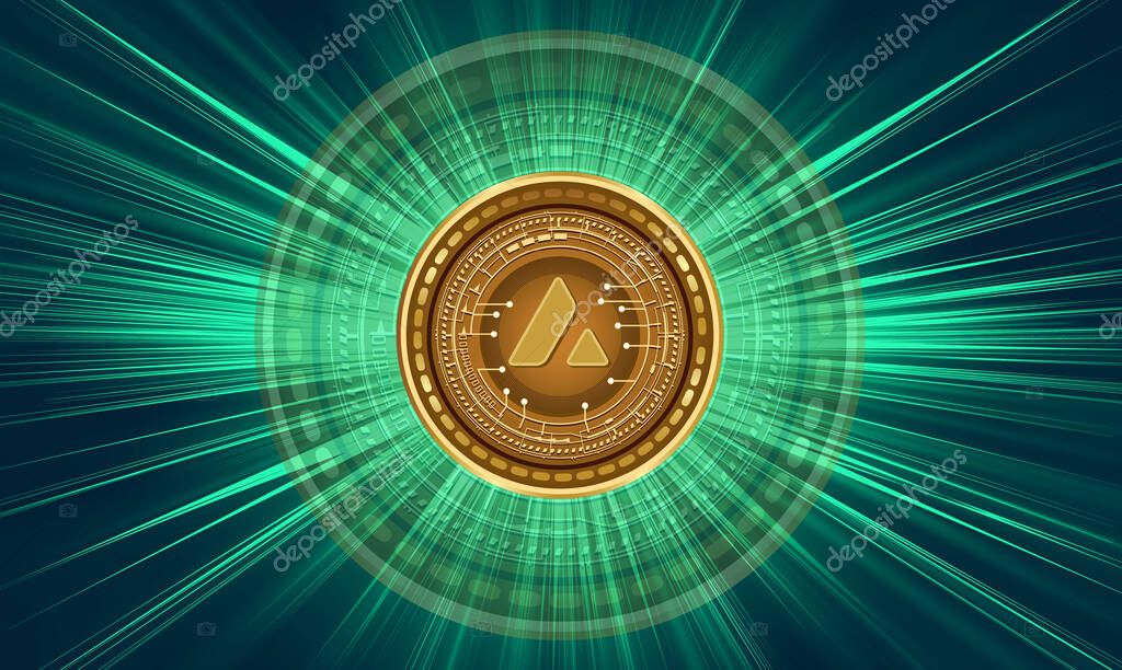 Avalanche virtual currency image in the digital background. 3d illustrations.