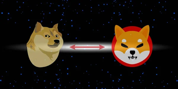 Shiba Inu Dogecoin Віртуальні Валютні Візуальні Ефекти Абстрактному Тлі Ілюстрації — стокове фото