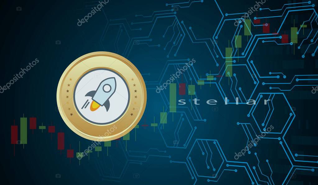 Stellar is the virtual currency logo. 3d drawings.