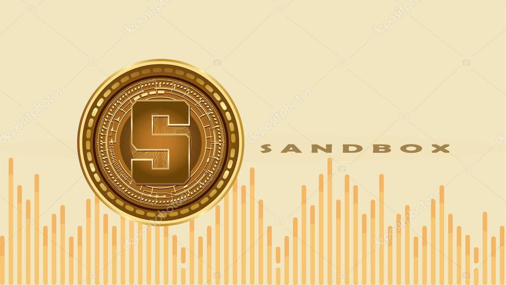 Sandbox virtual currency logo on abstract background. 3d illustrations.