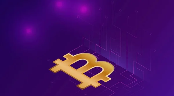 Afbeeldingen Van Het Bitcoin Logo Een Digitale Achtergrond Illustraties — Stockfoto