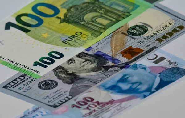 März 2021 Türkei Fotos Der Türkischen Lira Des Euro Und — Stockfoto