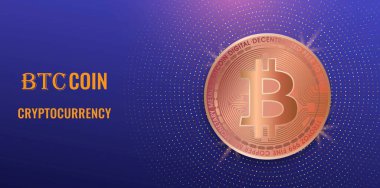 Dijital arkaplandaki bitcoin logosunun görüntüleri. 3d illüstrasyon.