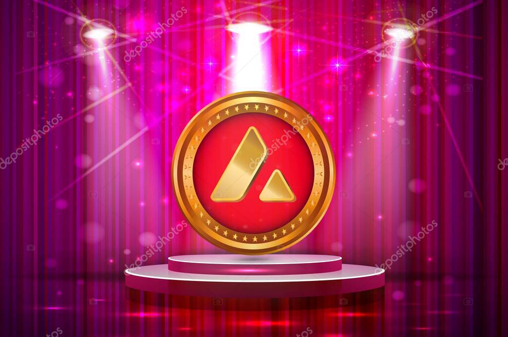 Avalanche virtual currency image in the digital background. 3d illustrations.