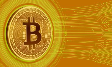 Bitcoin sanal para birimi logosu. 3d illüstrasyon.